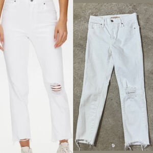 Levi's 724 High Rise Straight Crop Jeans Women’s Size 25 Raw Hem Distressed